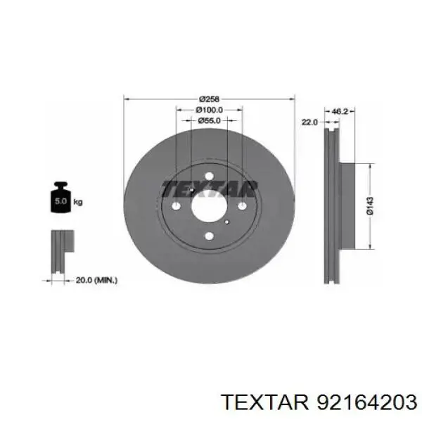 92164203 Textar Disco do freio dianteiro