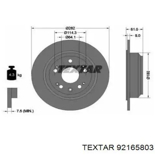 92165803 Textar Disco do freio traseiro