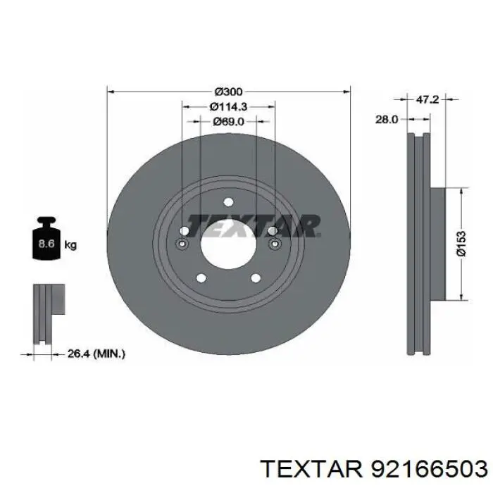 92166503 Textar Disco do freio dianteiro