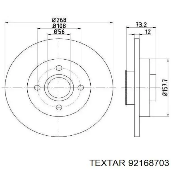 92168703 Textar Disco do freio traseiro