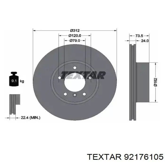 92176105 Textar Disco do freio dianteiro