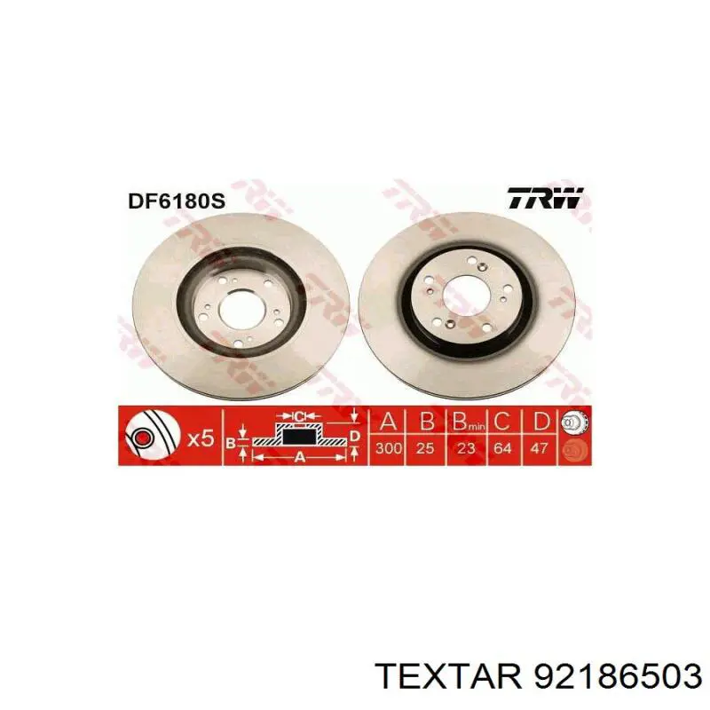 Disco do freio dianteiro Textar 92186503 preço, a partir de 56,59 USD