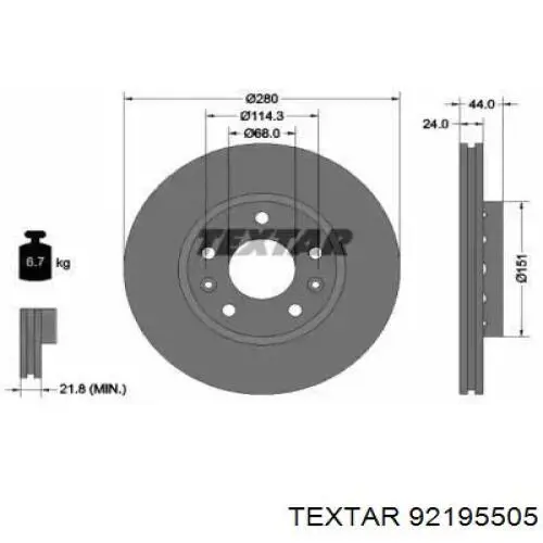 Compre 92195505 Textar Disco do freio dianteiro