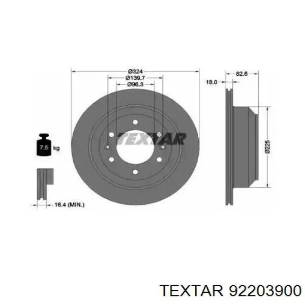 92203900 Textar Disco do freio traseiro