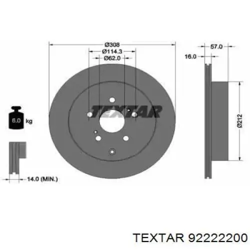 92222200 Textar Disco do freio traseiro