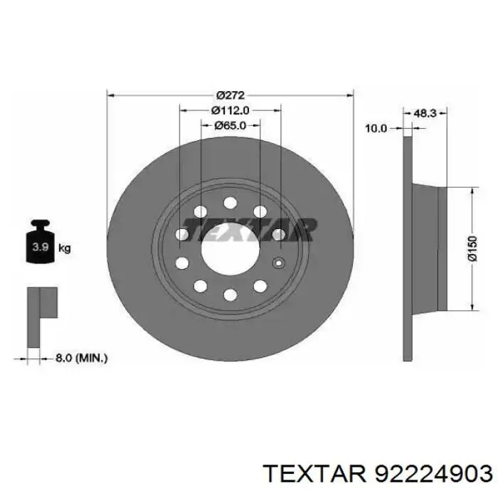 92224903 Textar Disco do freio traseiro