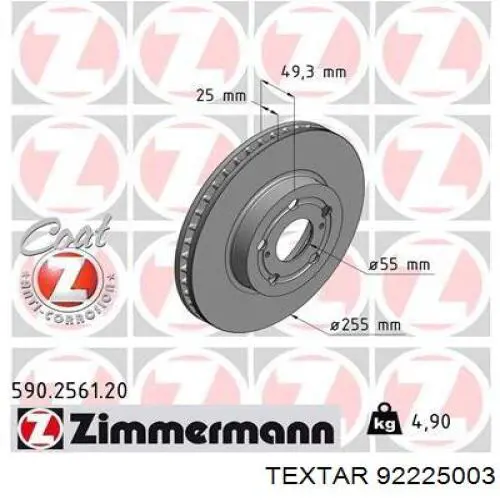 Compre 92225003 Textar Disco do freio dianteiro