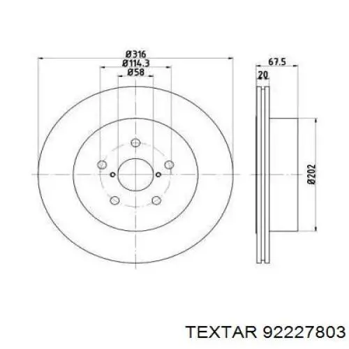 92227803 Textar Disco do freio traseiro