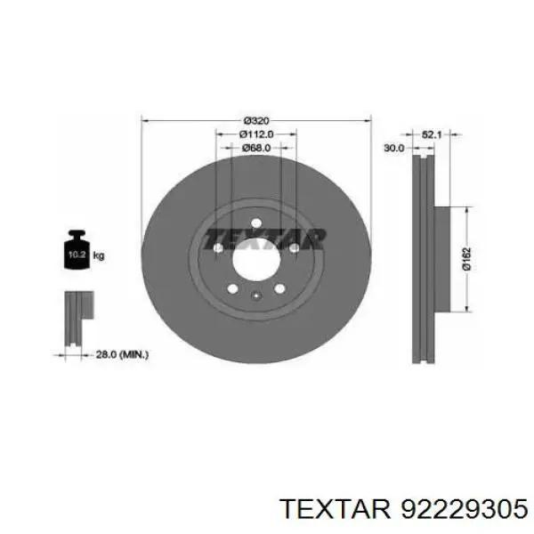 92229305 Textar Disco do freio dianteiro