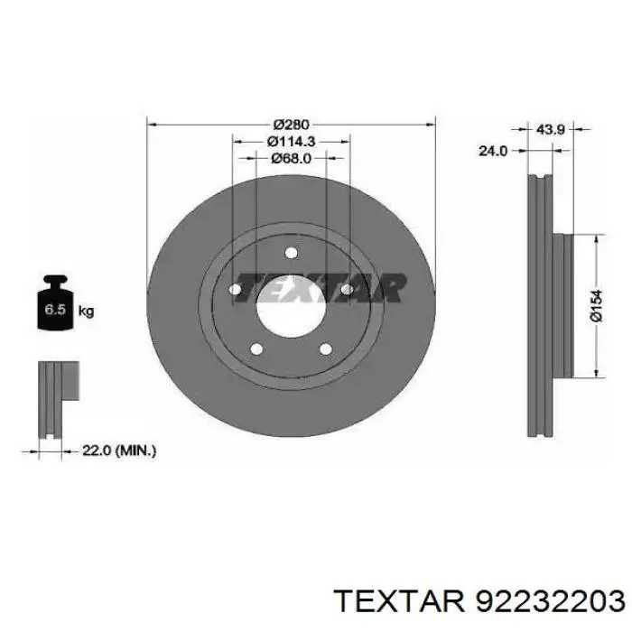 92232203 Textar Disco do freio dianteiro