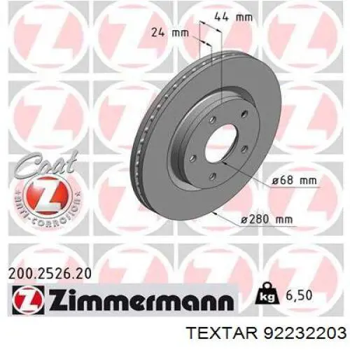 Compre 92232203 Textar Disco do freio dianteiro