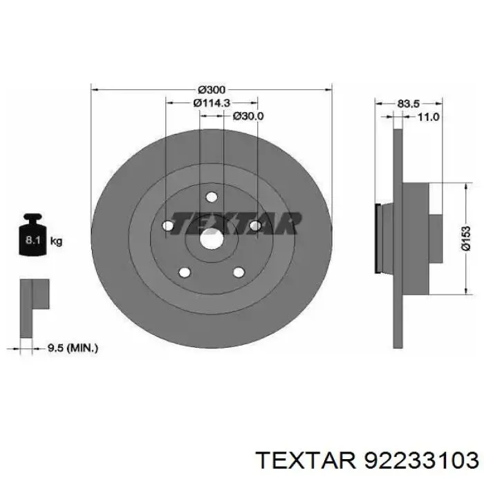 92233103 Textar Disco do freio traseiro