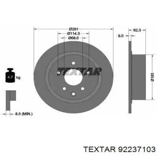 Compre 92237103 Textar Disco do freio traseiro