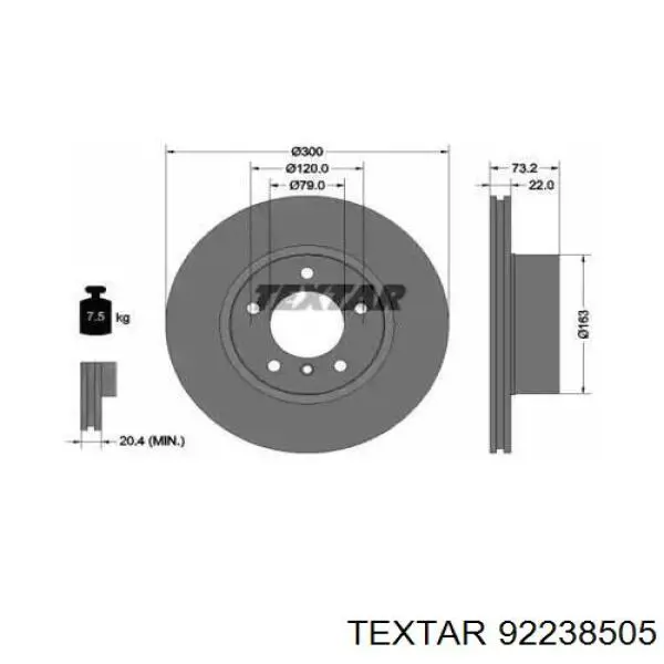 92238505 Textar Disco do freio dianteiro
