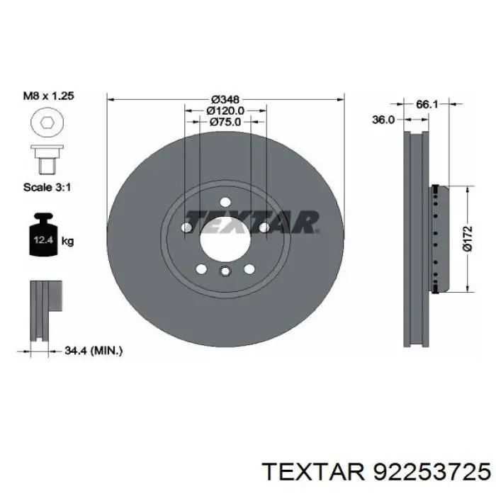 92253725 Textar Disco do freio dianteiro