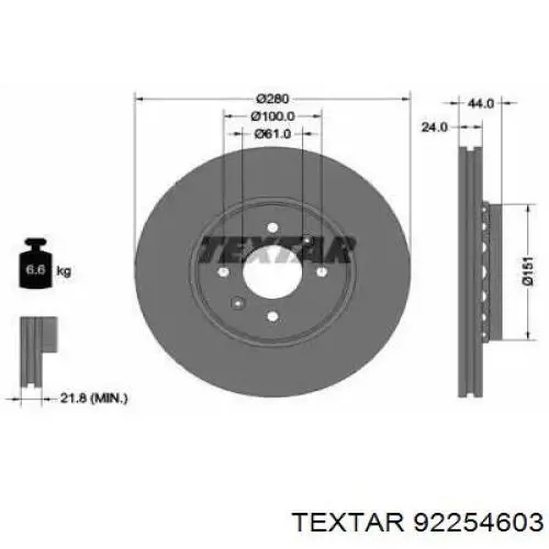 Compre 92254603 Textar Disco do freio dianteiro