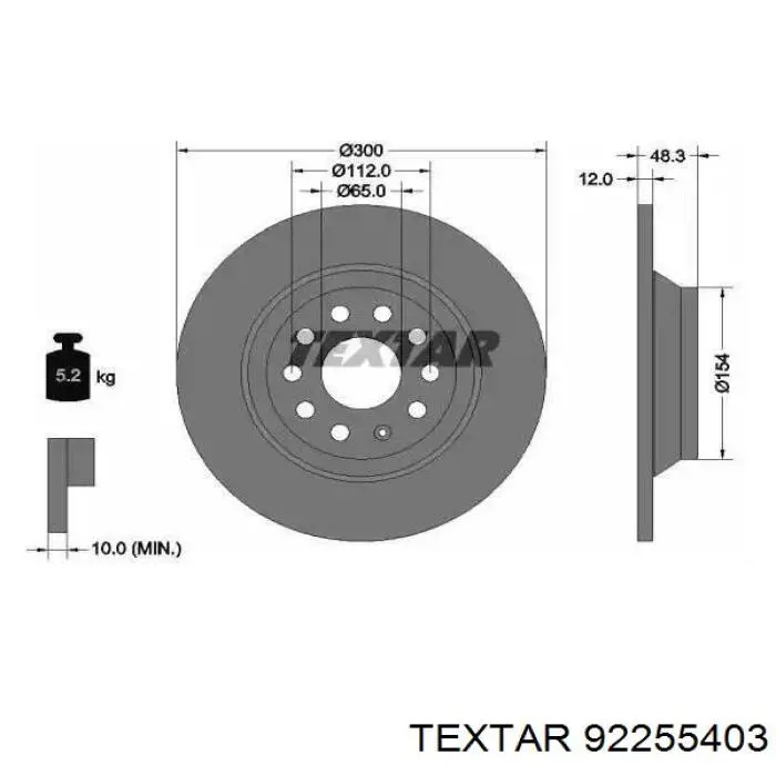 92255403 Textar Disco do freio traseiro