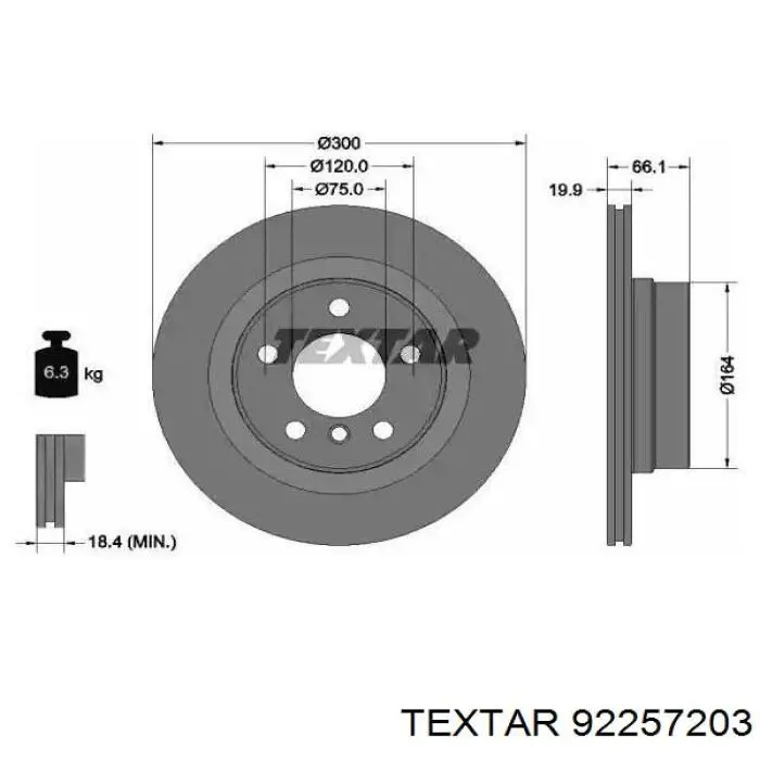 92257203 Textar Disco do freio traseiro
