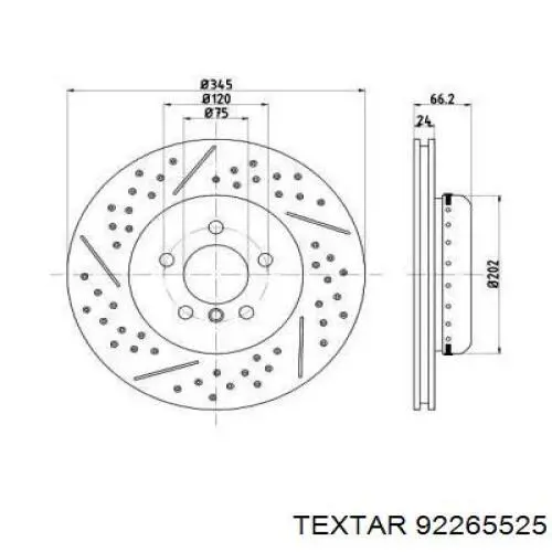 92265525 Textar Disco do freio traseiro