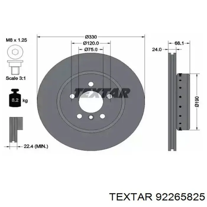 92265825 Textar Disco do freio dianteiro