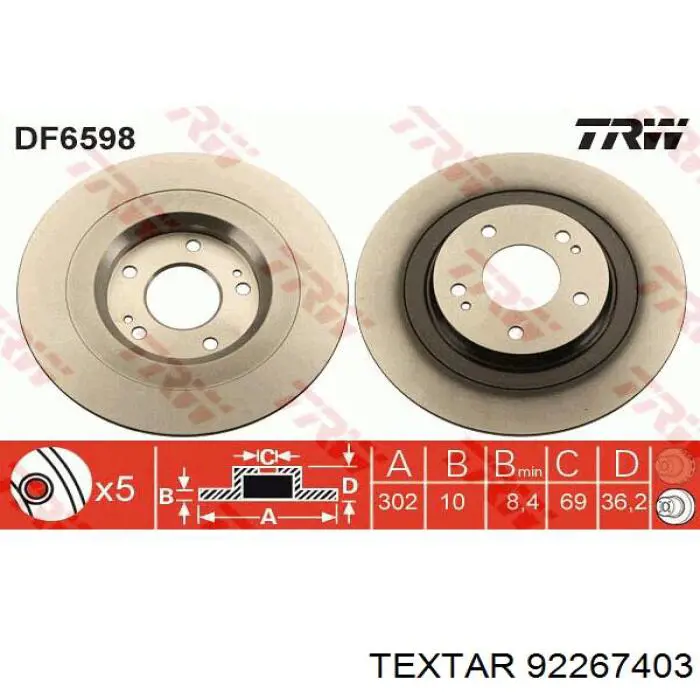 Compre 92267403 Textar Disco do freio traseiro
