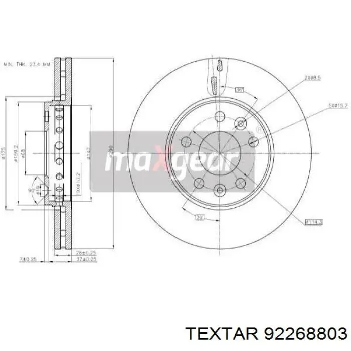 Compre 92268803 Textar Disco do freio dianteiro