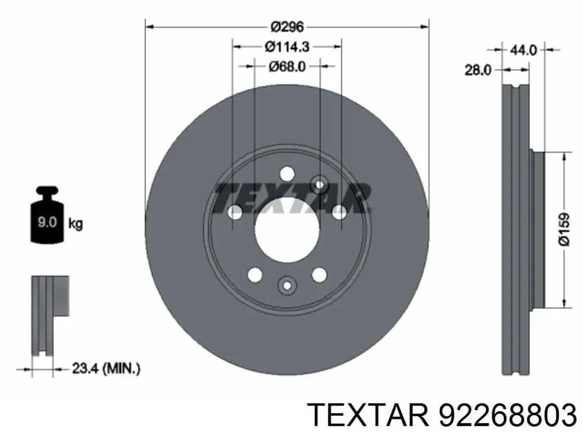 92268803 Textar Disco do freio dianteiro