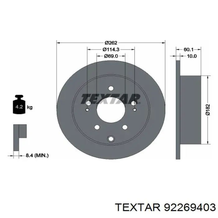 92269403 Textar Disco do freio traseiro