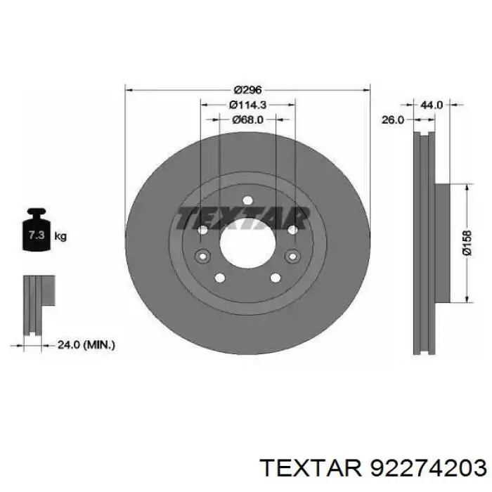 92274203 Textar Disco do freio dianteiro