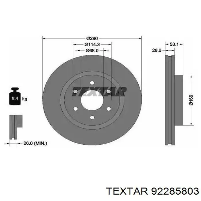 92285803 Textar Disco do freio dianteiro