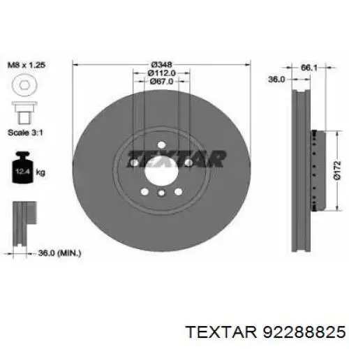 92288825 Textar Disco do freio dianteiro
