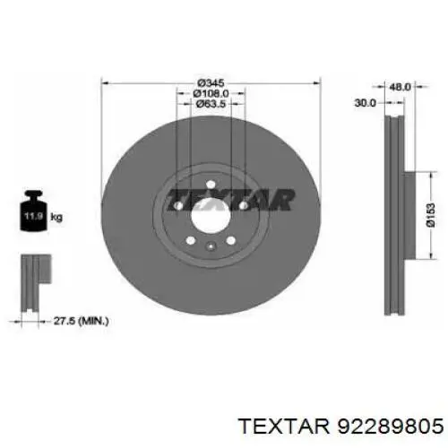 92289805 Textar Disco do freio dianteiro
