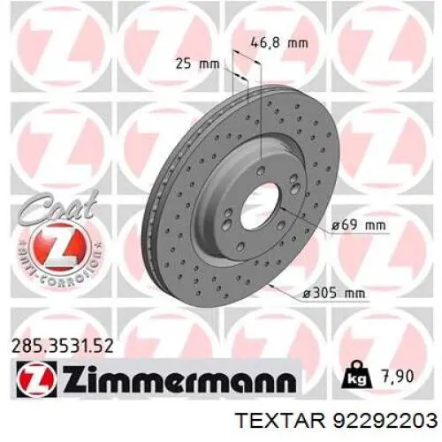 Compre 92292203 Textar Disco do freio dianteiro