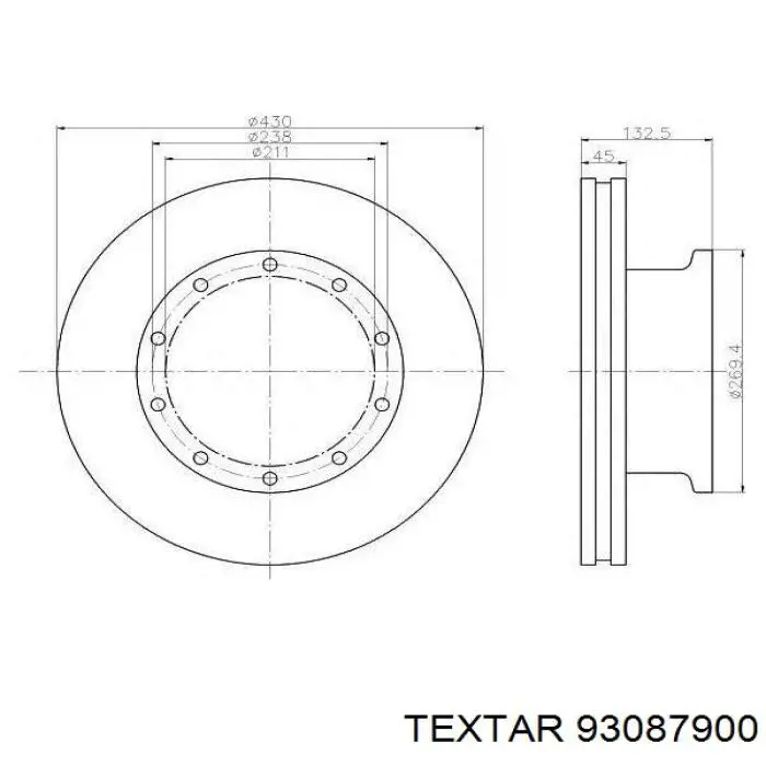 93087900 Textar Disco do freio dianteiro