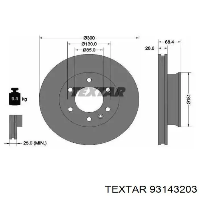 93143203 Textar Disco do freio dianteiro