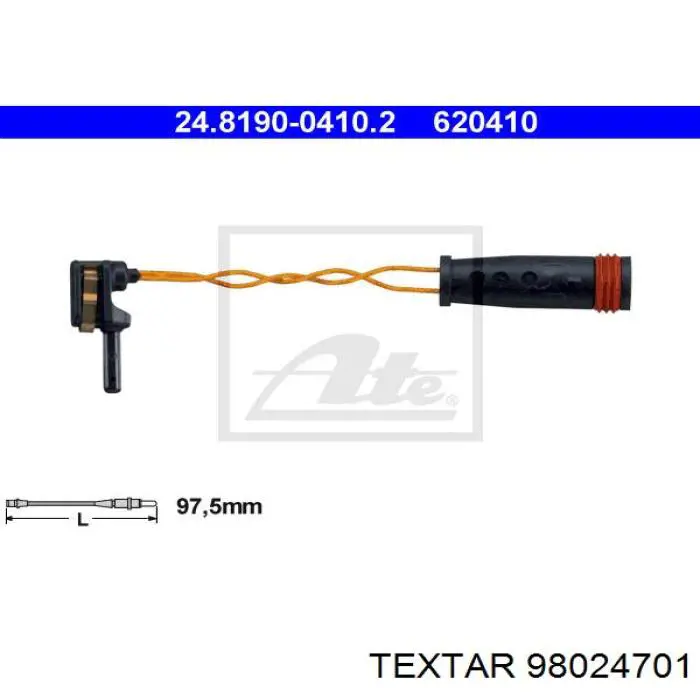 Compre 98024701 Textar Sensor traseiro de desgaste das sapatas do freio