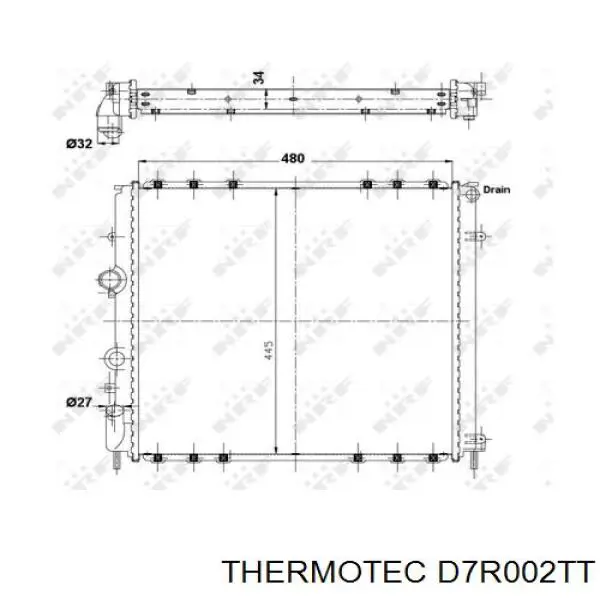 Compre D7R002TT Thermotec Radiador de esfriamento de motor