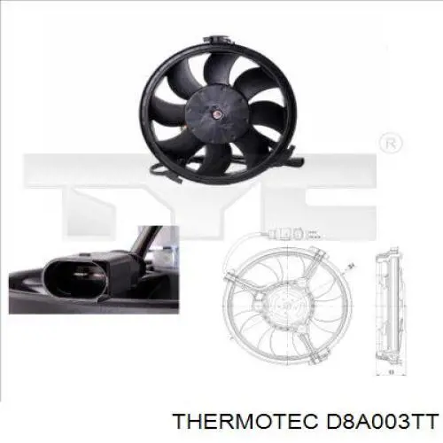 Ventilador elétrico de esfriamento montado (motor + roda de aletas) D8A003TT Thermotec