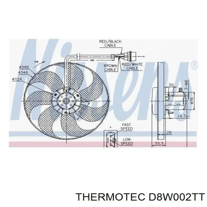 Compre D8W002TT Thermotec Ventilador elétrico de esfriamento montado (motor + roda de aletas)