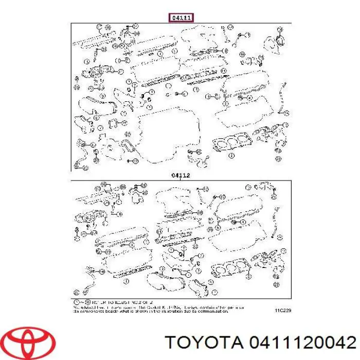 Kit de vedantes de motor completo Toyota 0411120042 preço, a partir de 645,96 USD