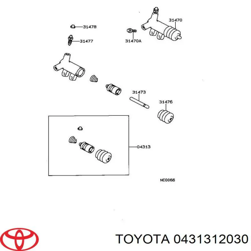 0431312030 Toyota Cilindro de trabalho de embraiagem