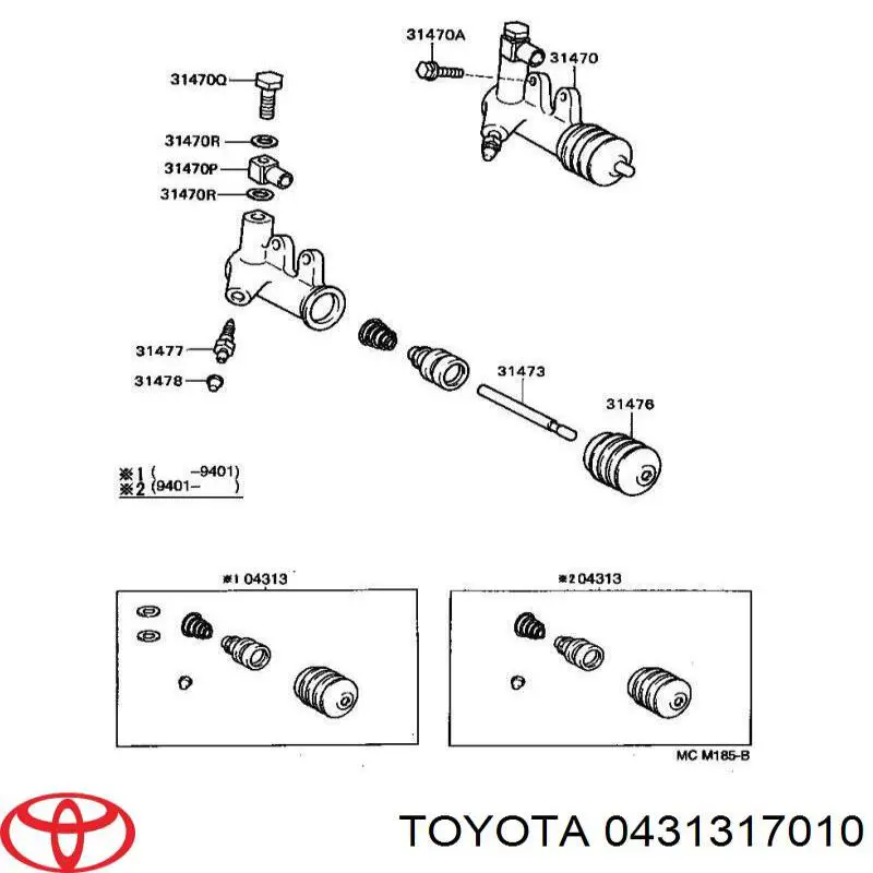 0431317010 Toyota Kit de reparação do cilindro de trabalho de embraiagem