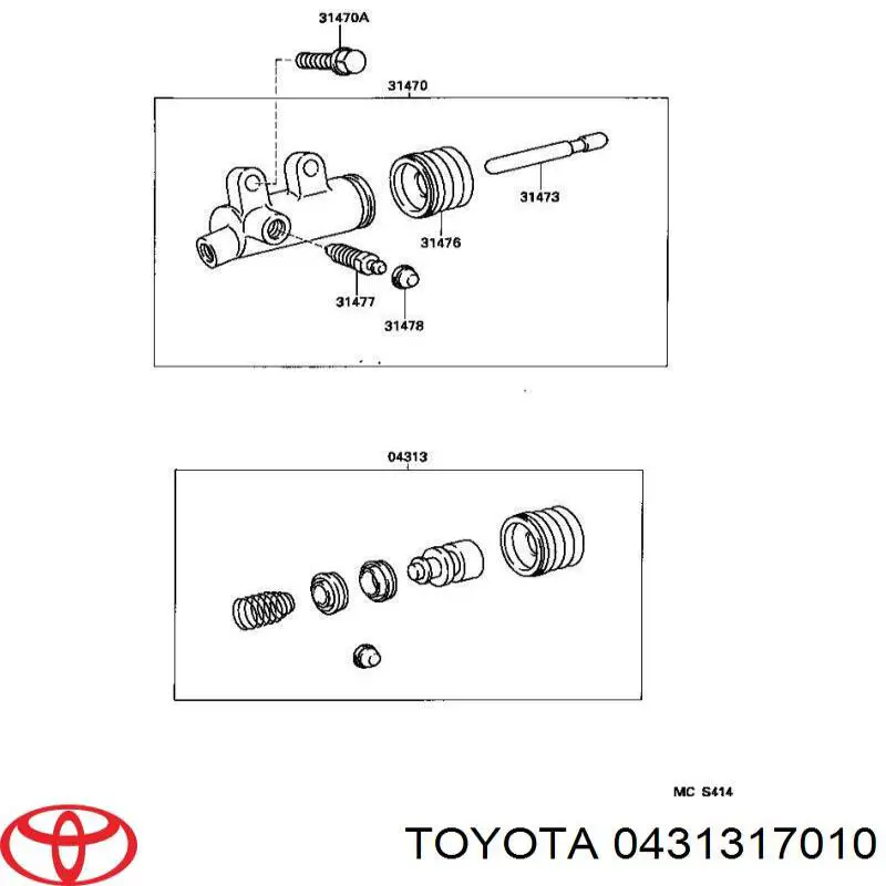 Kit de reparação do cilindro de trabalho de embraiagem Toyota 0431317010 preço, a partir de 8,17 USD