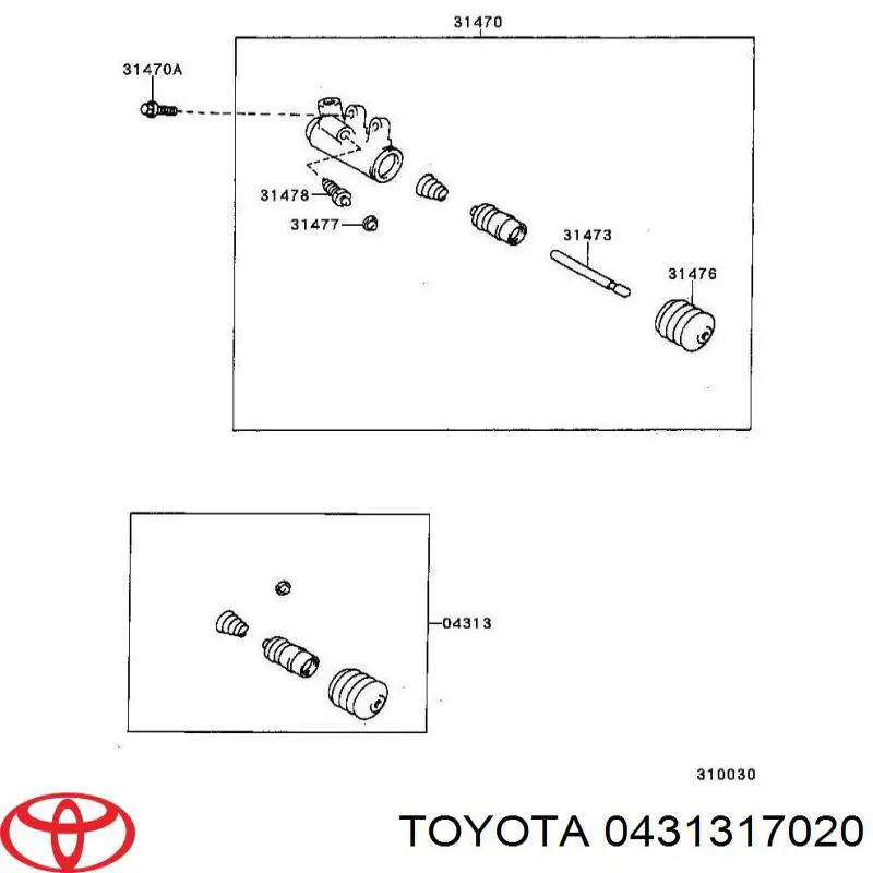 Cilindro de trabalho de embraiagem Toyota 0431317020 preço, a partir de 40,71 USD