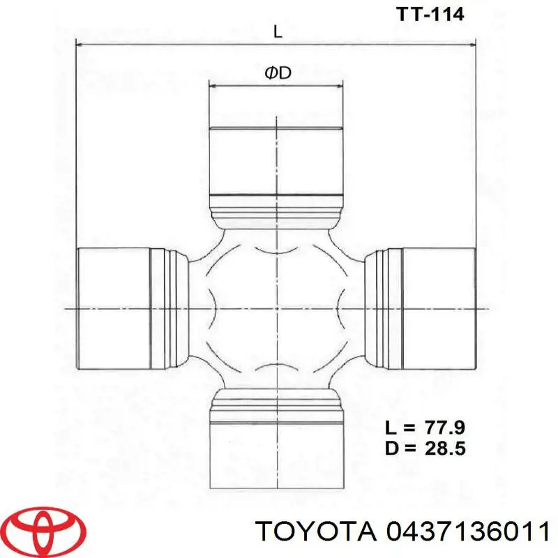 Cruzeta da junta universal traseira TT114 Toyo