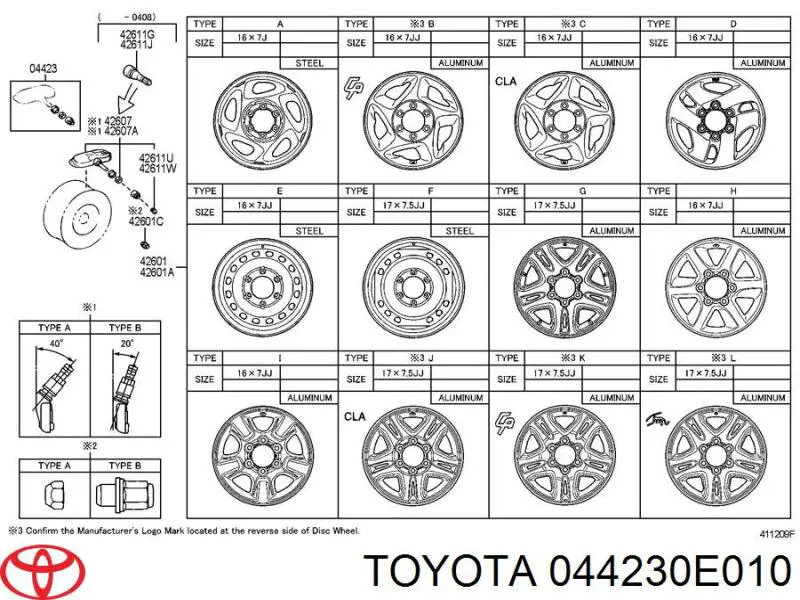 Fixação de sensor de pressão de ar nos pneus Toyota 044230E010 preço, a partir de 10,23 USD