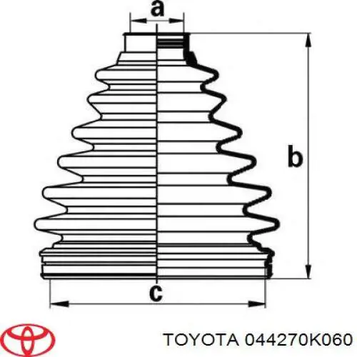 044270K060 Toyota Bota de proteção externa de junta homocinética do semieixo dianteiro