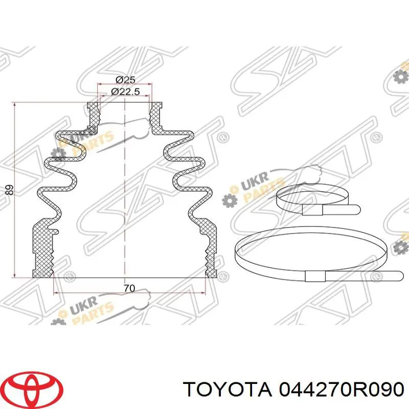 Bota de proteção interna de junta homocinética do semieixo dianteiro 044270R090 Toyota