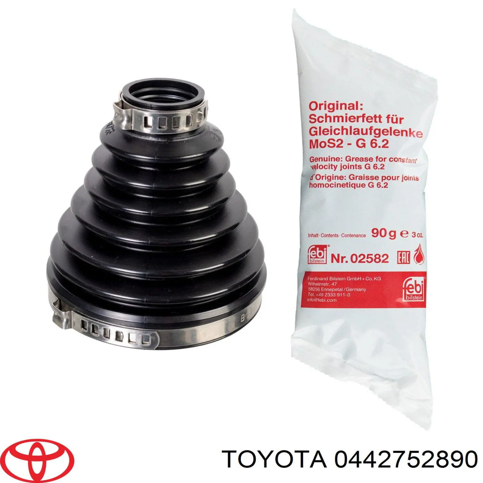 Botas de proteção de Juntas homocinéticas do semieixo dianteiro, kit Toyota 0442752891