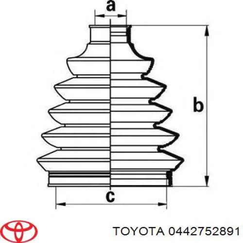 0442752891 Toyota Botas de proteção de Juntas homocinéticas do semieixo dianteiro, kit